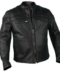 Leather Men’s Jacket with Double Piping