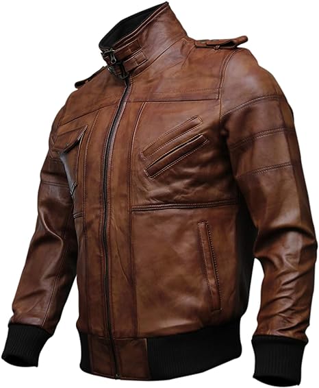 Muzqey Bomber Genuine Leather Men's Jacket Hooded - Black and Brown - Image 6
