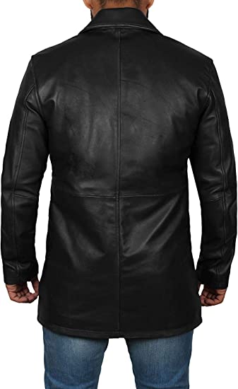 Black Leather Jacket - Natural Distressed Leather Jacket for Men - Image 2