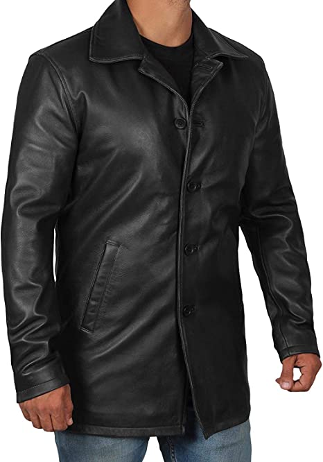 Black Leather Jacket - Natural Distressed Leather Jacket for Men - Image 3