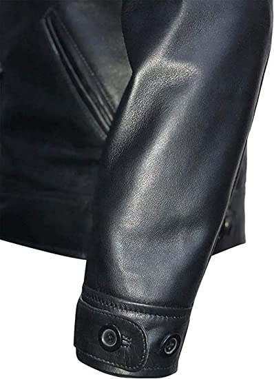 Men's New Motorcycle Black Biker Real Leather Jacket - Image 3