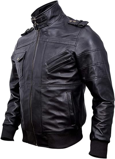 Muzqey Bomber Genuine Leather Men's Jacket Hooded - Black and Brown - Image 2