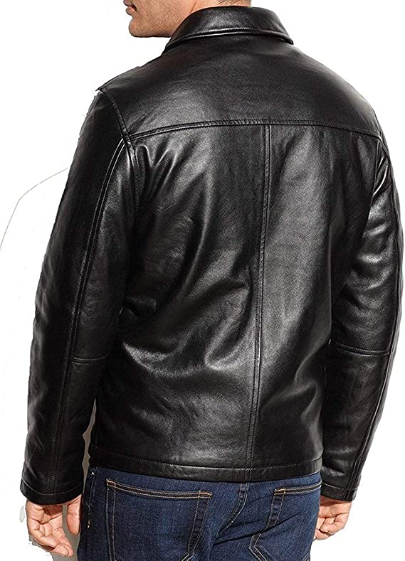 Men's Black Genuine Lambskin Leather Classic Jacket - Image 2