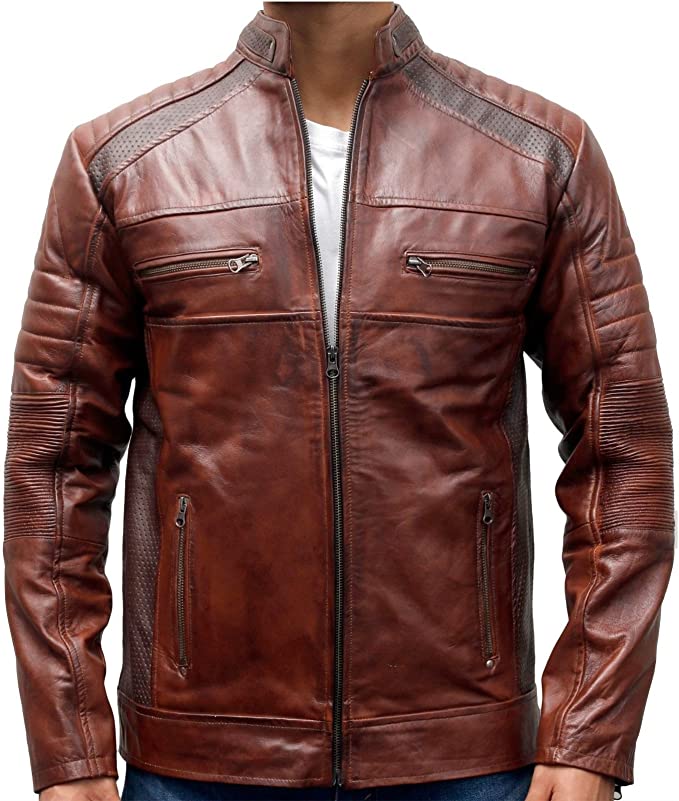 Café Racer Vintage Brown Men’s Real Leather Jacket || Distressed Waxed Jacket - Image 3