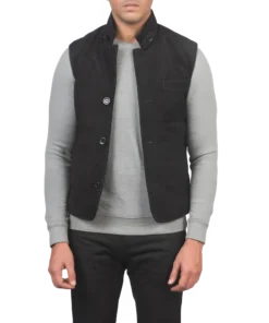 Muzqey Mens Tony Black Suede Vest