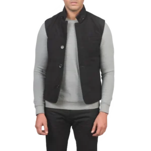 Muzqey Mens Tony Black Suede Vest