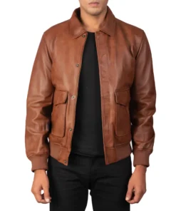 Mens Brown A2 Leather Bomber Leather