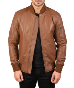 Men’s Bomber Leather Jackets in Brown,