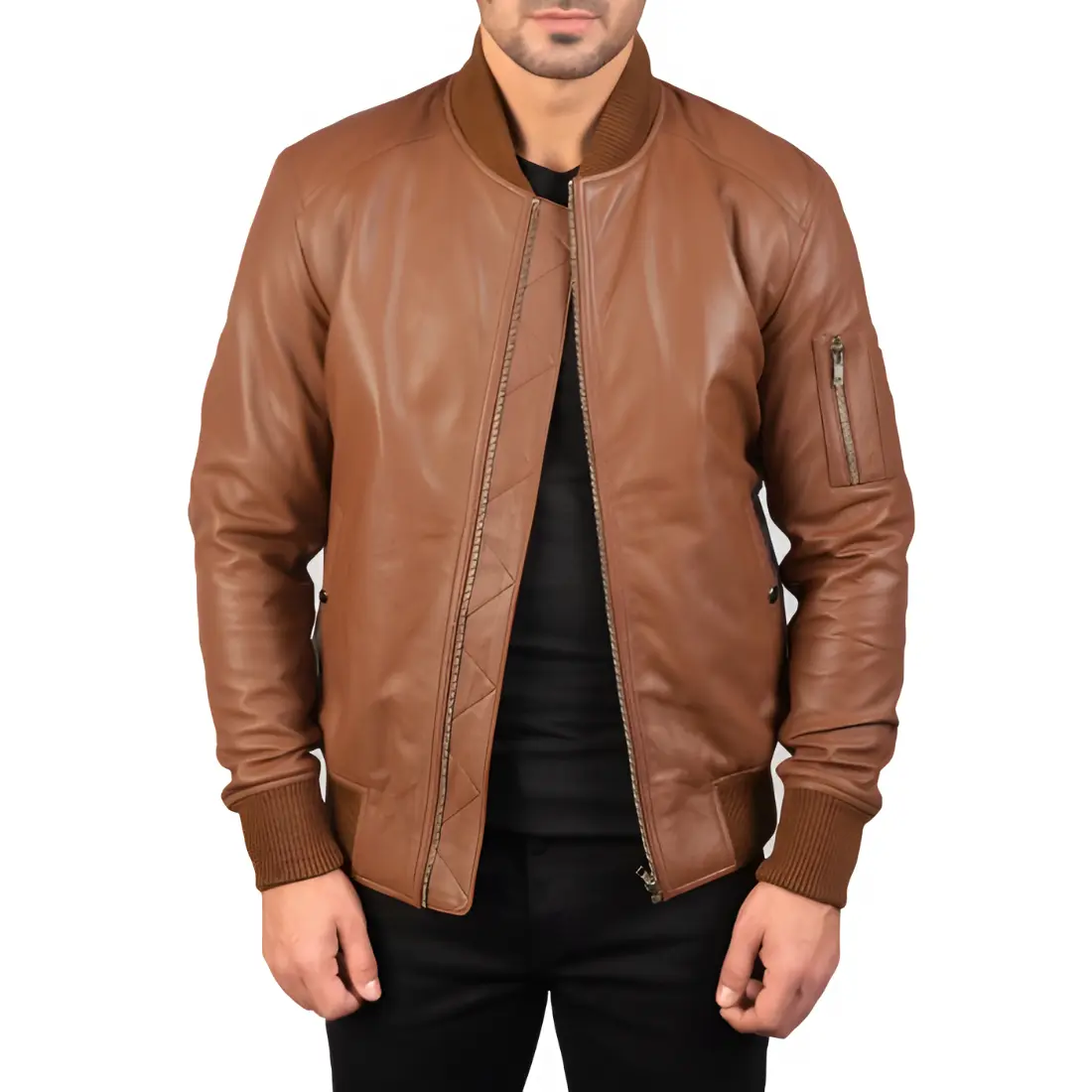Men's Bomber Leather Jackets in Brown, Blue and Black
