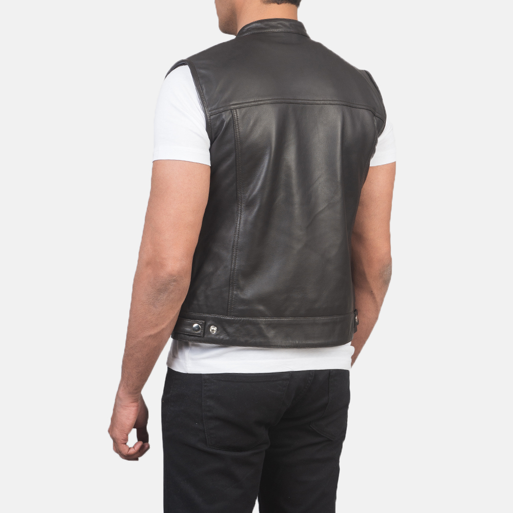 Atlas Moto Mens Brown Leather Vest - Image 2
