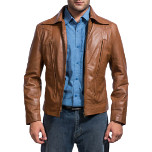 Old School Brown Bomber Leather jacket