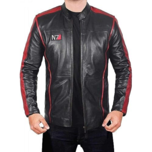 Mass Effect 3 Mens N7 Cafe Racer Real Leather Jacket