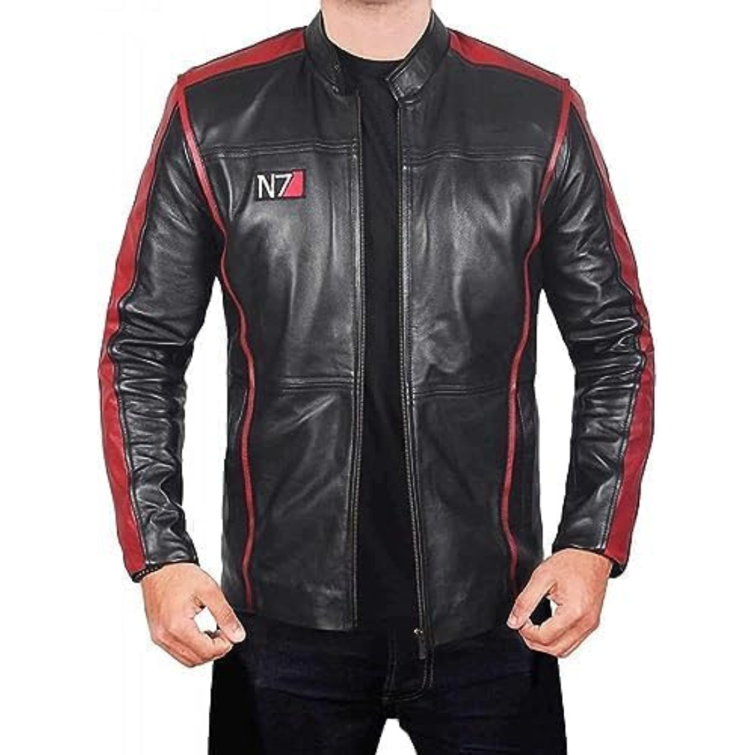 Mass Effect 3 Mens N7 Cafe Racer Real Leather Jacket