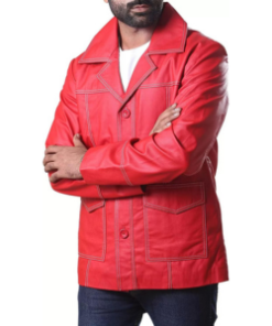 Muzqey Brad Red Real Leather Jacket