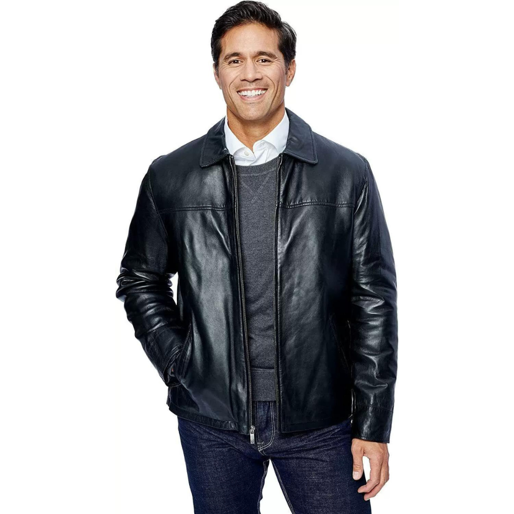 Muzqey Men's New Zealand Lambskin Leather Classic Open Bottom Jacket