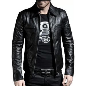 Men's Genuine Lambskin Leather Jacket (Black, Biker Jacket)