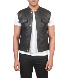 Atlas Moto Mens Brown Leather Vest
