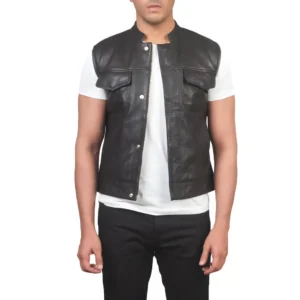 Atlas Moto Mens Brown Leather Vest