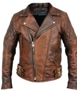 Men’s Distressed Brown Biker Cafe Racer