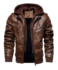 Men’s Slim Fit Bomber Hoodie Brown