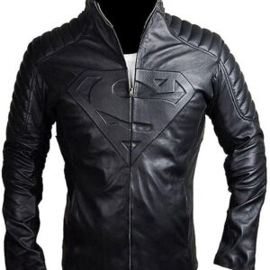 Men's Superman Costume, Black Super Man Jacket, Superman Leather Jacket, DC Comics Jacket, Clark Kent Costume