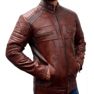 Café Racer Vintage Brown Men’s Real Leather Jacket || Distressed Waxed Jacket